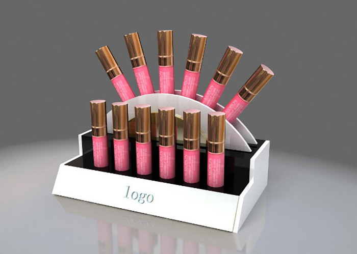 Elegant Retail Makeup Display Stand Delicate With Healthy Black Paint Material