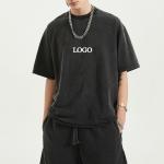 Men's Custom Logo Oversized 100% Cotton Sportswear Tracksuit T-shirt and Shorts