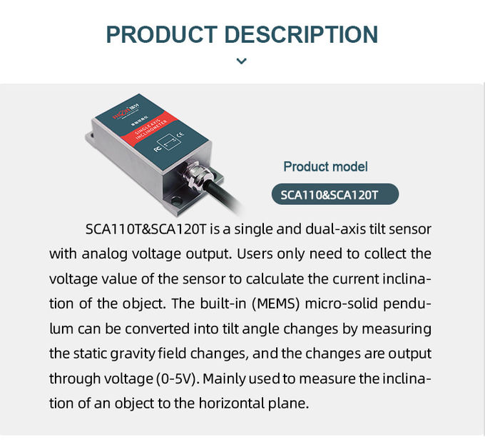 SCA110 Single Axis Tilt Sensor Industrial Mems Inclinometer Horizontal Mounting