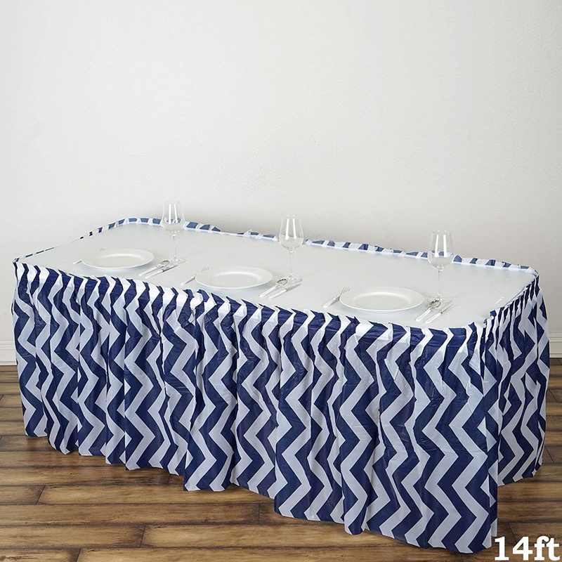 Striped Pattern Polyester Buffet Table Skirting For Wedding / Community Event