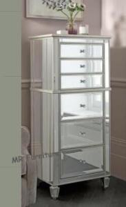 China 7 Drawers Mirrored Bedroom Chest Furniture Beveled Mirror Wooden Body wholesale