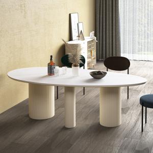 China 2500kg Bearing Contemporary Marble Dining Table Oval Rock Top Table wholesale