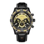 Mineral Lens 30m Waterproof Leather Men Watch Quartz Analog