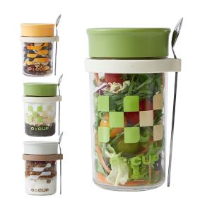 China Versatile Long Spoon Reusable Overnight Oats Jar Leak Proof Wide Mouth wholesale