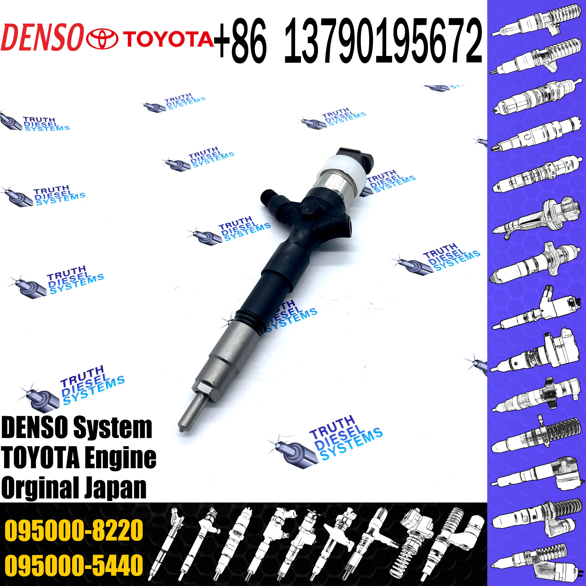 Diesel Injector 095000-8290 Common Rail Injector 23670-0L050 23670-09330 095000-8220 for TOYOTA 1KD-FTV