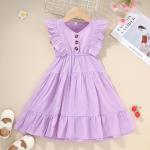 Summer Children'S Clothing Dress Children'S Solid Color Suspender Pleated Dress