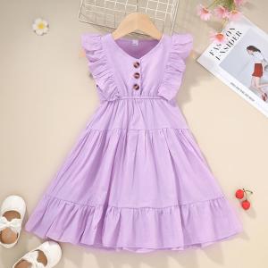 China Summer Children'S Clothing Dress Children'S Solid Color Suspender Pleated Dress wholesale