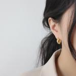 Lanciashow 925 Solid Silver Gold Plated Jewelry Hoop Earrings Simple Concavo