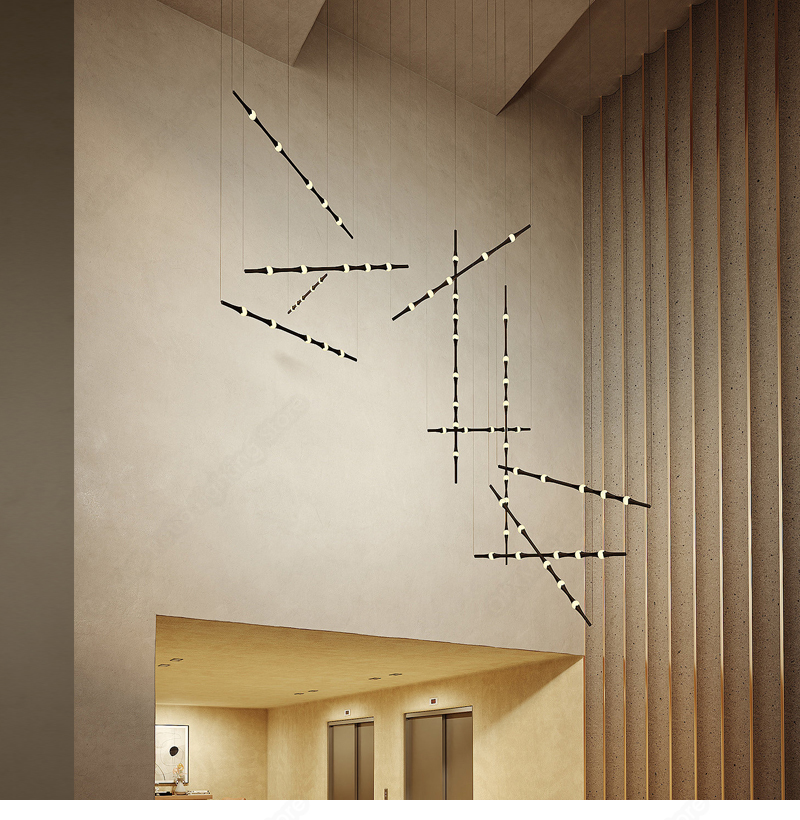 Modern Staircase Chandelier Led Living Room Indoor Light Nordic Villa Decoration Long line light(WH-MI-456)