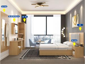 China Solid Wooden Hotel Bedroom Furniture Sets , Guest Room Modern Bedroom Suites wholesale