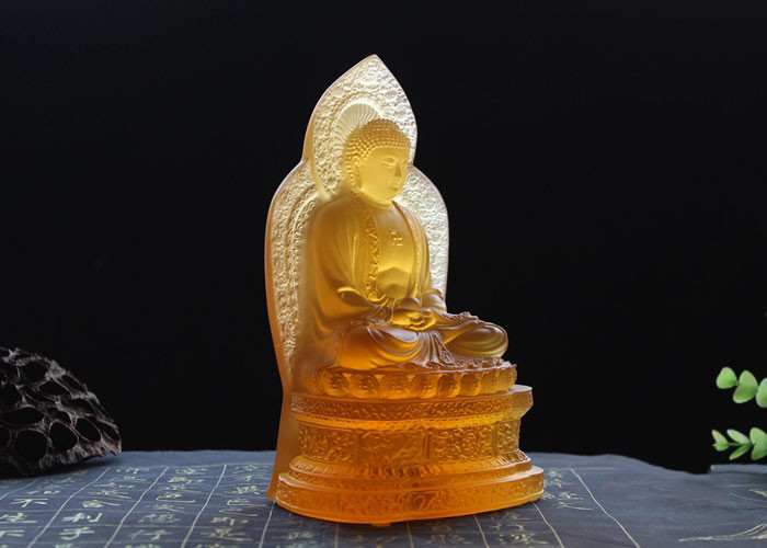 Precious Colored Glaze Buddha Figure For Altar And Worship Custom Texts Accepted