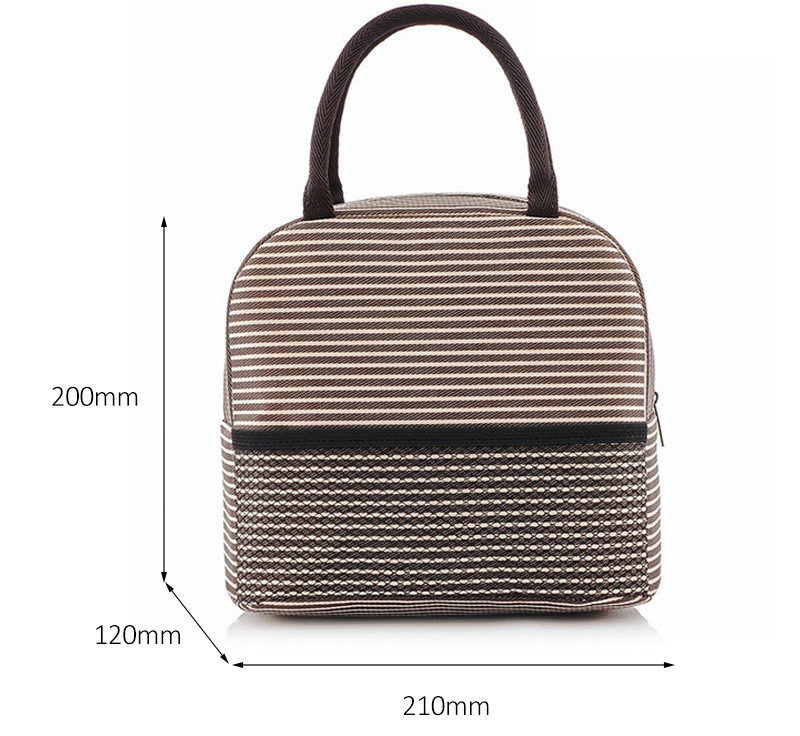 Large Capacity Multicolor Striped Bento Lunch Bag