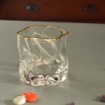 Irregular Handmade Whiskey Glass With Gold Rim