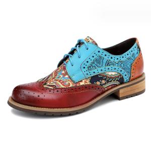 China Leather Women's Dress Shoes 3.5 Inch Heel Height Soft Leather Oxford Shoes wholesale