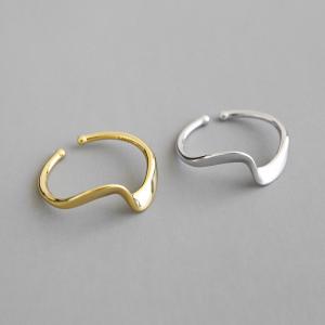 China Lanciashow 925 Sterling Silver Gold Plated Jewelry Open Ring Irregular Wavy Shape wholesale