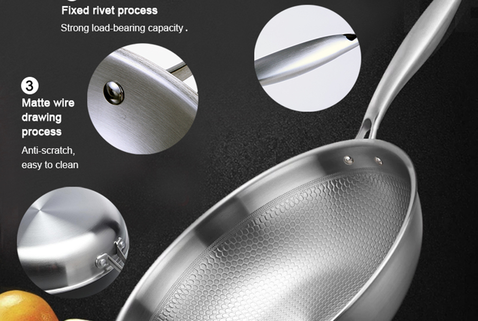 Honeycomb Kitchen Frying Pan Nonstick Hybrid Stainless Steel Frying Pan