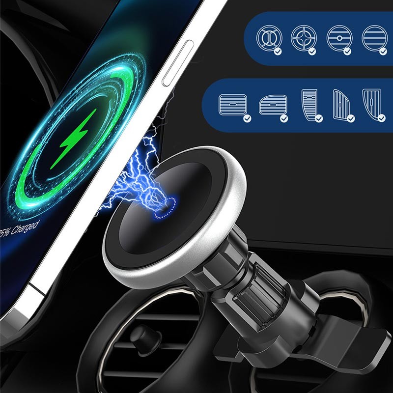Magnetic Car Mount Wireless Charger 15 Watt 7.5W Compatible With MagSafe