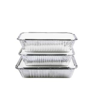 China Manufacturer Customized Disposable Food Grade Aluminum Foil Lunch Box Container With Cover 410ml 150*120*55mm wholesale