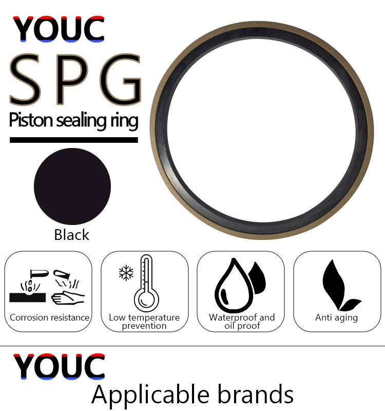 Excavator Cylinder Piston Seal SPG 90 X 7.3 NBR BRONZE PTFE Brown Color