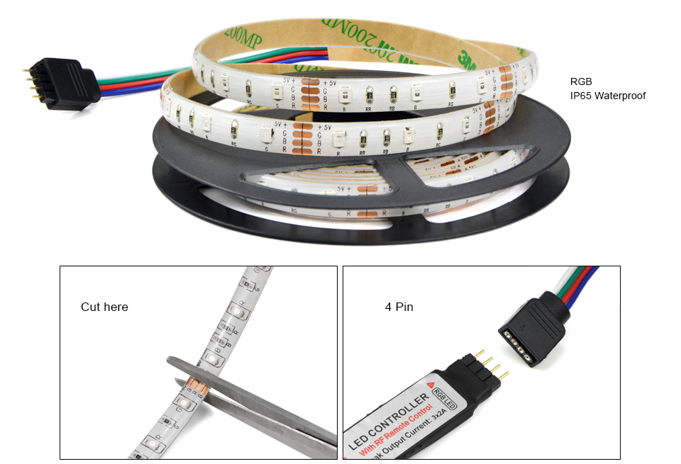USB TV Backlight DC 5V Flexible Ribbon Tape Holiday Decorative Luces Lamps Night 3key Controller RGB Tiras LED Strip Lig