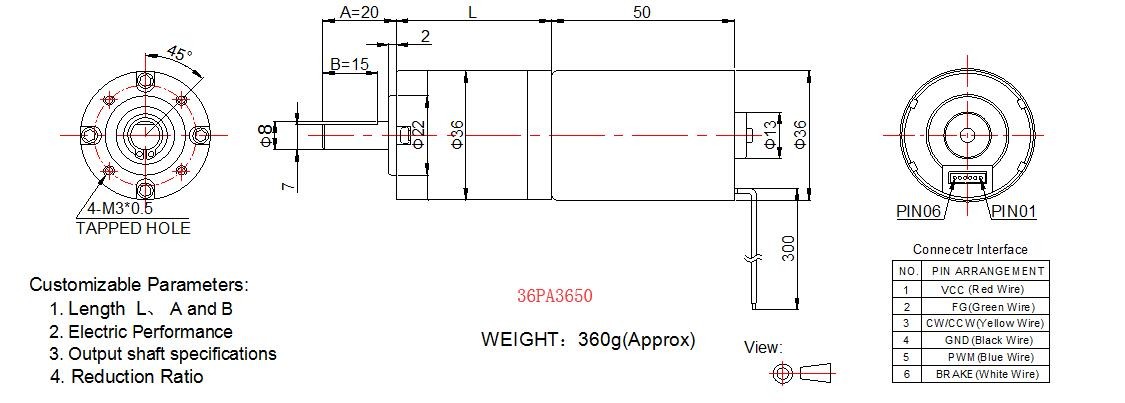 36mm 24v DC Planetary Gear Motor / DC Planetary Gearbox With Brushless Dc Motor