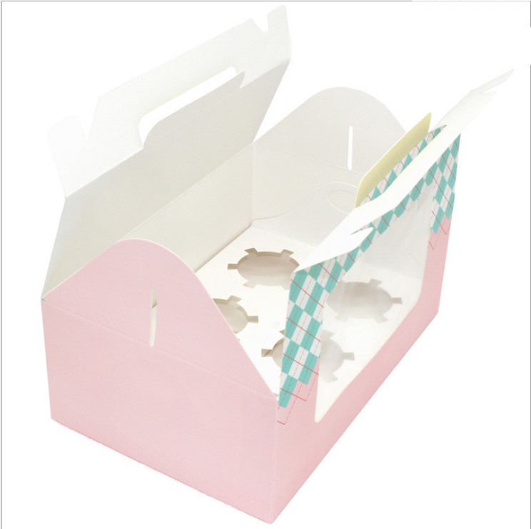 Custom Logo Printing Cupcake Paper Sweet Box With Clear Display Window