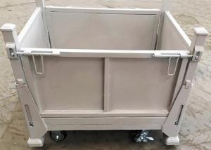 China 500Kg White Metal Pallet Cage Warehouse Stillages Trolley With Wheels wholesale