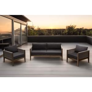 China Garden Set AJUNION Luxury Teak Wood Outdoor Furniture Lounge Set Modern Polyester Rope Patio Set wholesale