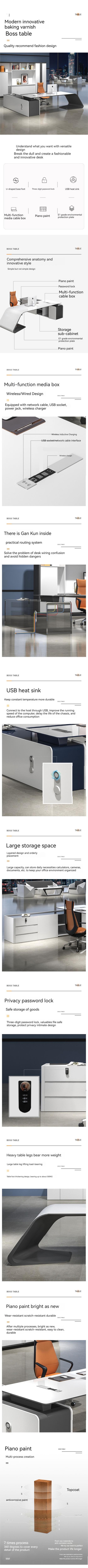 Modern Office Workstation Fruniture L Shape Executive Boss Desk with Side Cabinet