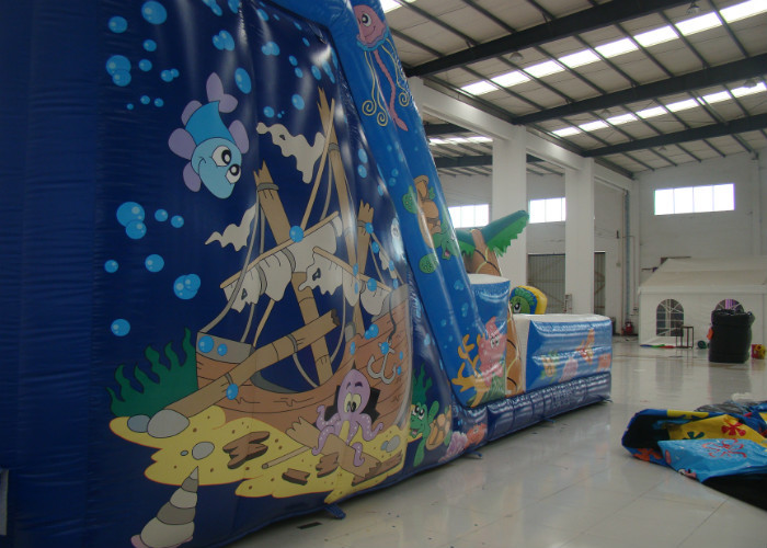 Funny Sea Theme Giant Inflatable Water Slide , Kids Inflatable Water Slide 11 X 5.5 X 7m
