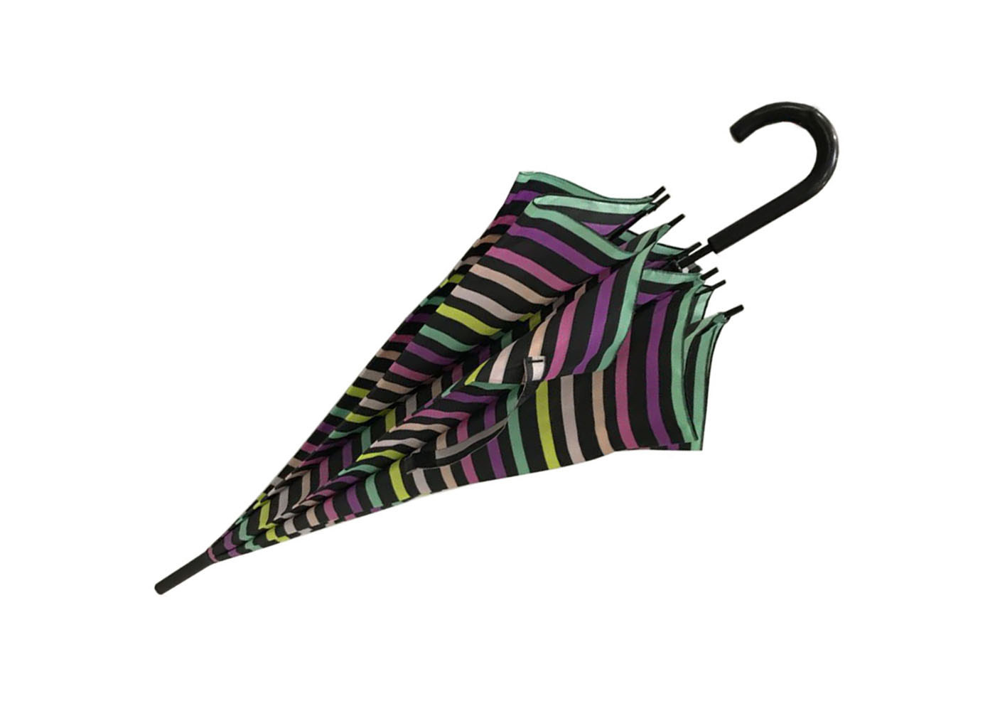 Colorful Striped Auto Open Stick Umbrella Rain Proof Firm Grip For Female