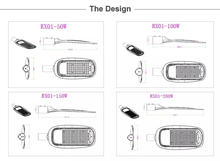 Grey Waterproof LED Street Lights 180 Degree Beam Angle 150W High Brightness