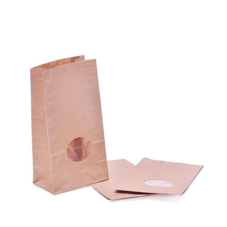32x21x10 Printed Kraft Loaf Packing Bread Bags Bread Packaging Paper Bags With Window