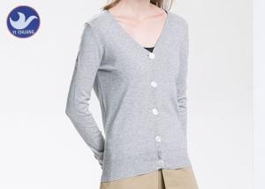China Front / Back V Neck Womens Knit Cardigan Sweaters Buttons Brief Knitwear For Spring / Autumn wholesale