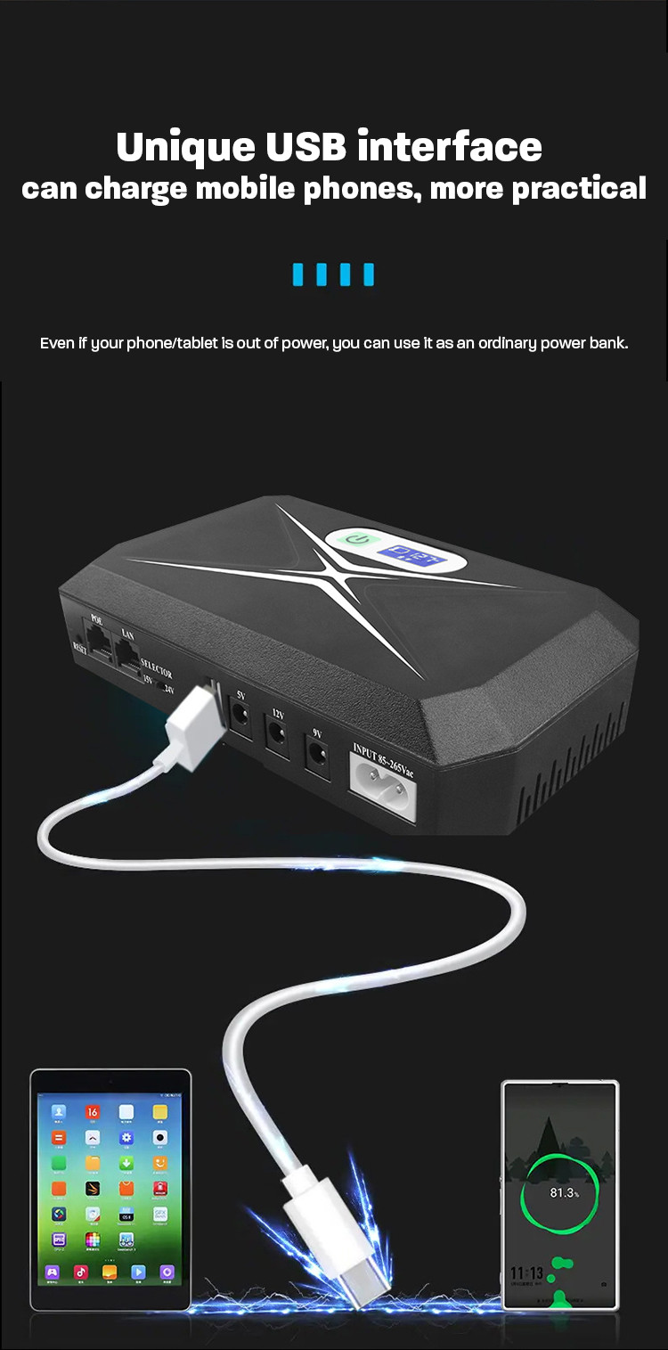 LED Screen 8800-10400mah Mini UPS Internet Uninterruptible Power Supply