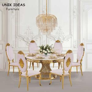 China Hotel Glass Round Circle Event Wedding Tables And Chairs Stainless Steel Frame wholesale