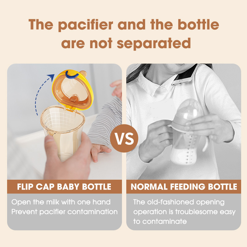 Nice Papa Self Patents Anti Colic Flip Cap Baby Bottle Extra Wide Neck One Hand Free