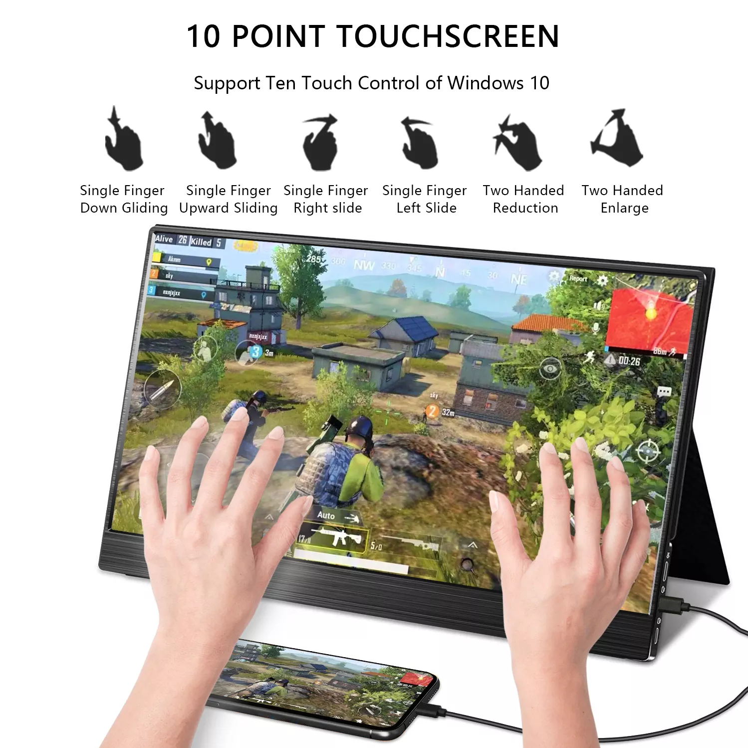 HD Mini 15.6 Inch FHD 1080P LCD Dual Screen Portable Monitor Type C For PC Phone PS5