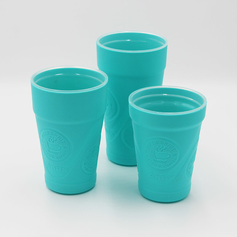 Spill Proof 460ml silicone reusable coffee cup With Silicone Handle