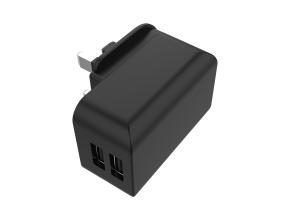 China Dual USB Ports Black 5V3.4A UK Charger Plug wholesale