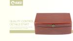 Genuine Wooded Necklace Organiser Box Leather Velvet Inside For Earrings