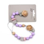 Beech Wooden Chewable BPA Free Silicone Teething Beads Pacifier Chain