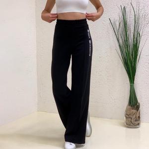 China Loose Side Printing Ladies Casual Pants , Mid Waist Ladies Wide Leg Trousers wholesale