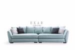 4 Seater Latest Living Room Design Modern Fabric Linen Long Sofa