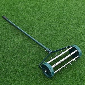 China Outdoor Easy Rolling Garden Lawn Aerator Anti Rust Powder Coated Material wholesale