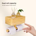 3 In 1 Bamboo Bathroom Storage Rack Wall Mount Toilet Paper Holder OEM
