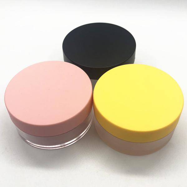 Private Label Clear Matte Cosmetic Loose Powder Sifter Jar with Black Frosted Screw Cap 3g 5g 10g 20g 30g 50g ABS PS
