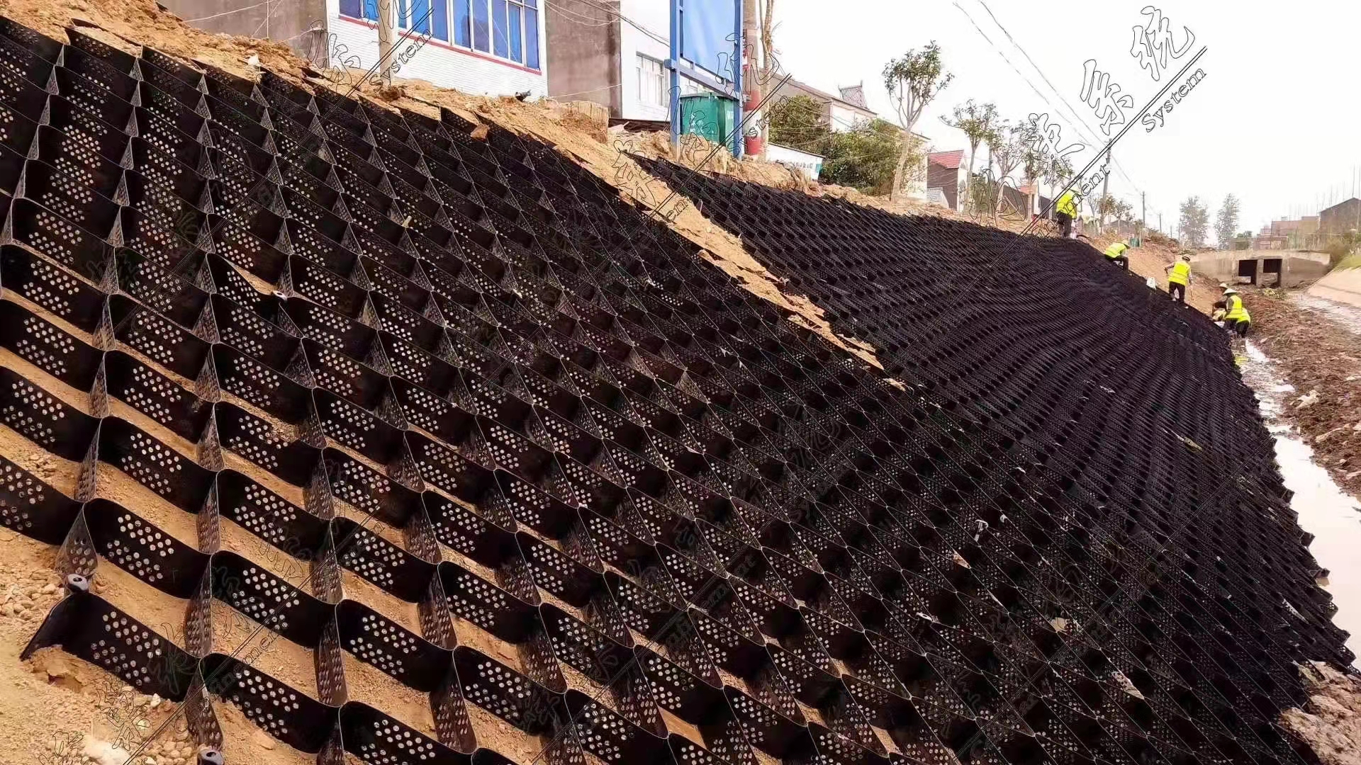 CE ISO14001 ISO9001 Certified HDPE Geocell for Honeycomb Load Support of Road-Surface