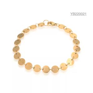 China Niche Design Gold Hand Chain Round Shell Shaped Bracelets Stainless steel bangle wholesale