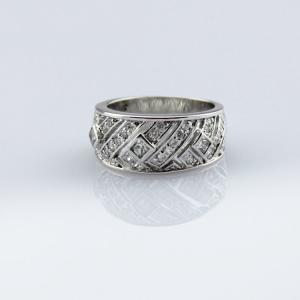 China Fahion Women Sterling Silver Band Ring Pave Cubic Zirconia(SRJ657) wholesale